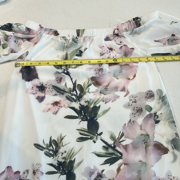 Lulu’s Dream of You Ivory Off The Shoulder Floral Mini Chiffon Shift Dress Sz XS - Picture 9 of 16